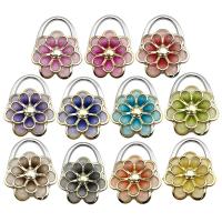 Zinc Alloy Bag Hanger, with Plastic, Flower, silver color plated, portable & Collapsible & anti-skidding 