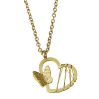 Stainless Steel Jewelry Necklace, with 2inch extender chain, Heart, gold color plated, oval chain & for woman 1.5mm Approx 16 Inch 