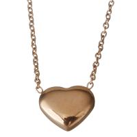 Stainless Steel Jewelry Necklace, with 2inch extender chain, Heart, rose gold color plated, oval chain & for woman 1.5mm Approx 16.5 Inch 