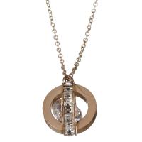 Stainless Steel Jewelry Necklace, with Rhinestone, with 2inch extender chain, rose gold color plated, oval chain & for woman 1.5mm Approx 16 Inch 