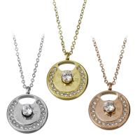 Stainless Steel Jewelry Necklace, with 2inch extender chain, plated, oval chain & for woman & with rhinestone 1.5mm Approx 16 Inch 