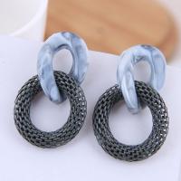 Resin Zinc Alloy Earring, with Resin, stainless steel post pin, plated, for woman nickel, lead & cadmium free, 36*23mm 