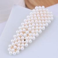 Hair Snap Clips, Zinc Alloy, with Plastic Pearl, gold color plated & for woman nickel, lead & cadmium free, 75*27mm 
