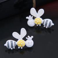 Enamel Zinc Alloy Stud Earring, stainless steel post pin, Bee, plated, for woman nickel, lead & cadmium free, 20*15mm 