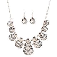 Fashion Zinc Alloy Jewelry Sets, bracelet & necklace, brass earring hook, silver color plated, 2 pieces & for woman 