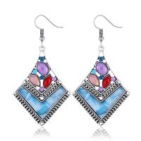 Zinc Alloy Rhinestone Drop Earring, with Acrylic, brass earring hook, silver color plated, for woman & with rhinestone 70*35mm 