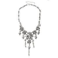 Rhinestone Zinc Alloy Necklace, with 5cm extender chain, Skull, plated, for woman & with rhinestone .7 Inch 