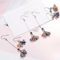 Sterling Silver Drop Earring, 925 Sterling Silver, with Lampwork, Teardrop, platinum plated & for woman, silver color, 80mm,30,,.7mm,8mm 