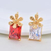 Cubic Zirconia Brass Pendants, Flower, real gold plated, micro pave cubic zirconia & for woman 