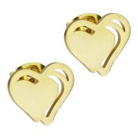 Stainless Steel Stud Earring, Heart, gold color plated, for woman 
