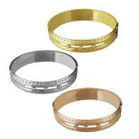 Stainless Steel Bangle, plated, for woman & with rhinestone 14mm,61mm 