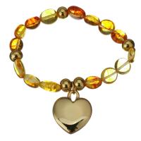 Stainless Steel Bracelet, with Natural Stone, Heart, gold color plated, charm bracelet & for woman 8-10x9-12mm Approx 7 Inch 