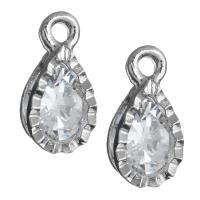 Cubic Zirconia (CZ) Zinc Alloy Pendants, with Cubic Zirconia, Teardrop, silver color plated Approx 2mm 