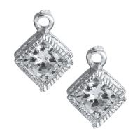 Cubic Zirconia (CZ) Zinc Alloy Pendants, with Cubic Zirconia, Rhombus, silver color plated Approx 2mm 