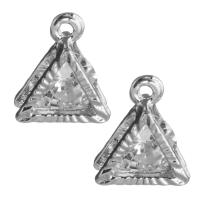 Cubic Zirconia (CZ) Zinc Alloy Pendants, with Cubic Zirconia, Triangle, silver color plated Approx 1.5mm 
