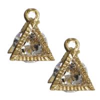 Cubic Zirconia (CZ) Zinc Alloy Pendants, with Cubic Zirconia, Triangle, gold color plated Approx 1.5mm 