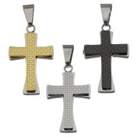 Colgantes de Cruces de acero inoxidable, Cruz del crucifijo, chapado, más colores para la opción, 19x31x4.5mm, agujero:aproximado 5x8mm, Vendido por UD