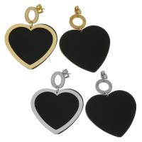 Stainless Steel Drop Earring, with Resin, Heart, plated, for woman 44mm 