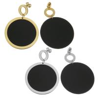 Stainless Steel Drop Earring, with Resin, Flat Round, plated, for woman 48mm,35mm 