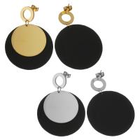 Stainless Steel Drop Earring, with Resin, Flat Round, plated, for woman 48mm,35mm 