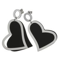 Stainless Steel Drop Earring, with Resin, Heart, for woman, original color, 53mm 