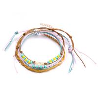 PU Leather Cord Anklet, with Seedbead & Zinc Alloy, multilayer & for woman 