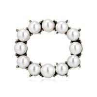 Zinc Alloy Brooch, with Plastic Pearl, antique gold color plated, for woman 42*36mm 