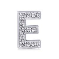 Rhinestone Brass Brooch, Letter E, plated, for woman & with rhinestone 28*17mm 