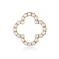 Zinc Alloy Brooch, with Plastic Pearl, plated, fashion jewelry & for woman 34*34mm 
