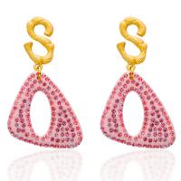 Zinc Alloy Rhinestone Drop Earring, with Acrylic, gold color plated, for woman & with rhinestone 73*37mm 