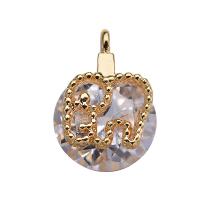 Cubic Zirconia Brass Pendants, with Cubic Zirconia, real gold plated, DIY, 8*11mm Approx 1mm 