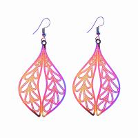 Stainless Steel Drop Earring, Leaf, fashion jewelry & for woman & hollow, 75*36mm 