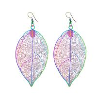 Stainless Steel Drop Earring, Leaf, fashion jewelry & for woman & hollow, 89*38mm 