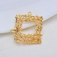 Brass Jewelry Pendants, Square, real gold plated, for woman 