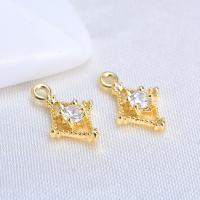 Cubic Zirconia Brass Pendants, Rhombus, real gold plated, micro pave cubic zirconia & for woman 