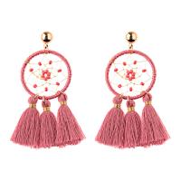Polyester Tassel Earring, with Seedbead, fashion jewelry & for woman 72mm 