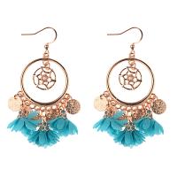 Zinc Alloy Drop Earring, with Cloth, fashion jewelry & for woman 63mm 