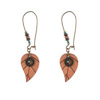 Wood Drop Earring, with Zinc Alloy, fashion jewelry & for woman, brown, 71mm 