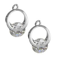 Cubic Zirconia (CZ) Zinc Alloy Pendants, Brass, with Cubic Zirconia, silver color plated Approx 1.6mm 
