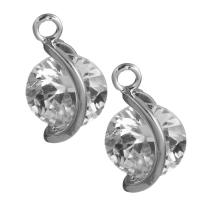 Cubic Zirconia (CZ) Zinc Alloy Pendants, Brass, with Cubic Zirconia, silver color plated Approx 2mm 