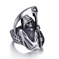 Men Stainless Steel Ring in Bulk, Skull, silver color plated, punk style & for man, 36mm 