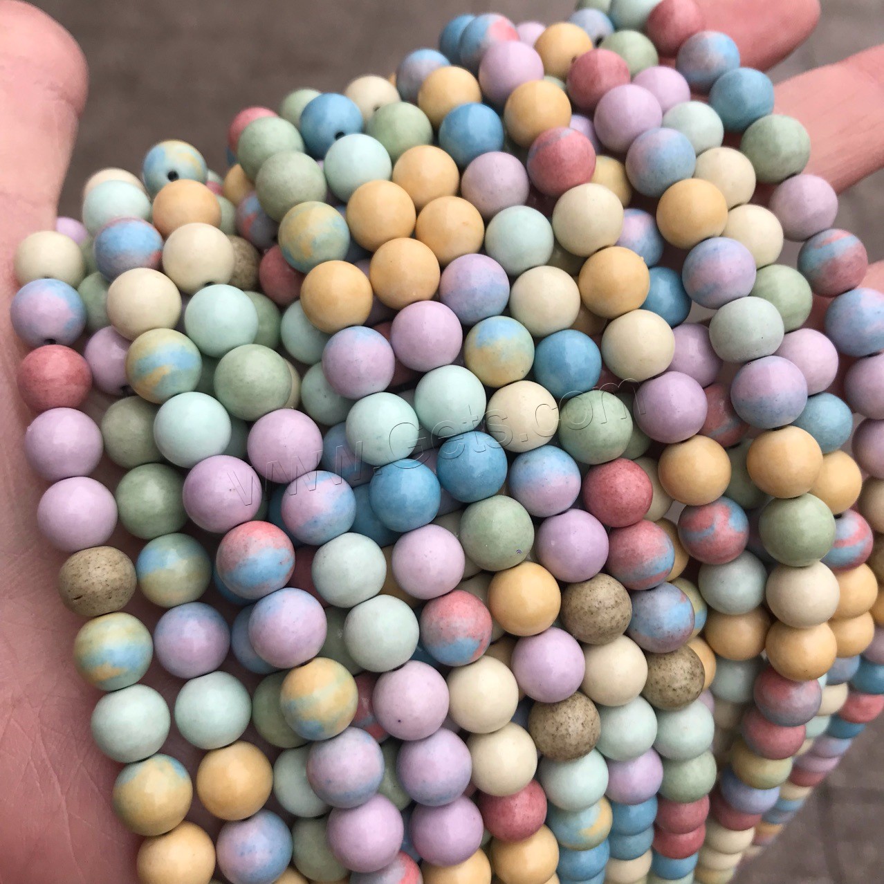 Mehrfarbenachat Perle, rund, poliert, DIY & verschiedene Größen vorhanden, gemischte Farben, Länge:ca. 15 ZollInch, verkauft von Strang