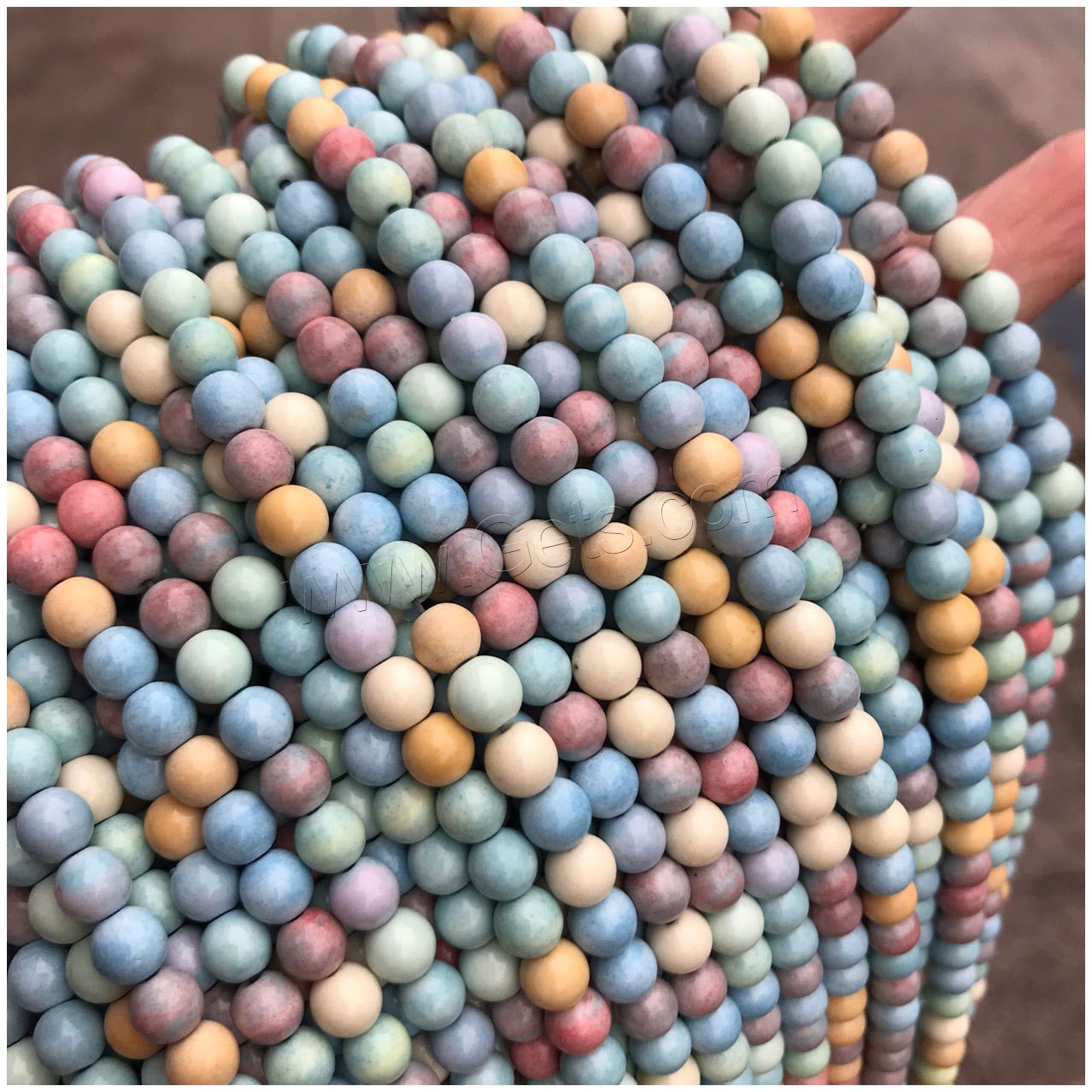Mehrfarbenachat Perle, rund, poliert, DIY & verschiedene Größen vorhanden, gemischte Farben, Länge:ca. 15 ZollInch, verkauft von Strang