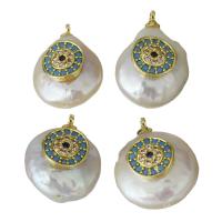 Cultured Freshwater Pearl Brass Pendant, with pearl, gold color plated, 12.5-14x17.5-19x8-10mm Approx 1.5mm 