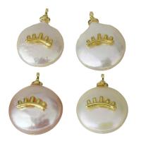 Cultured Freshwater Pearl Brass Pendant, with pearl, Eye, gold color plated, 12-13x15-17x5.5-7mm Approx 1.5mm 