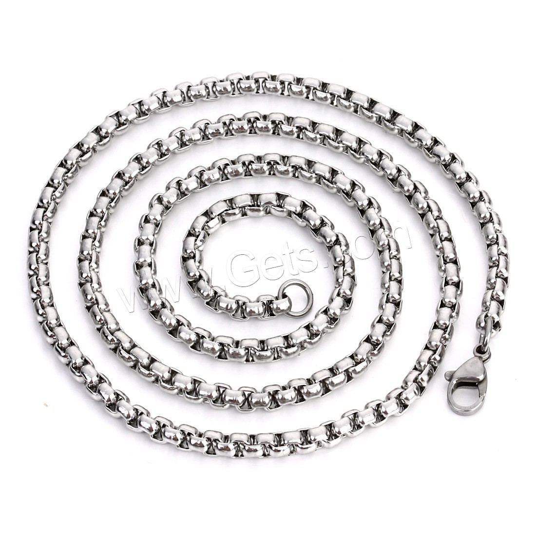 Stainless Steel Chain Necklace, Unisex & different size for choice & box chain, more colors for choice, Sold By PC
