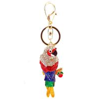 Rhinestone Zinc Alloy Key Chain, Parrot, gold color plated, Unisex & with rhinestone, 170*55mm 