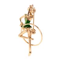 Zinc Alloy Jewelry Brooch, Dancing Girl, gold color plated, for woman & enamel 45*26mm 