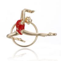 Zinc Alloy Jewelry Brooch, Girl, gold color plated, for woman & enamel 35*22mm 