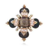 Zinc Alloy Jewelry Brooch, with Plastic Pearl, gold color plated, Unisex, 47*47mm 